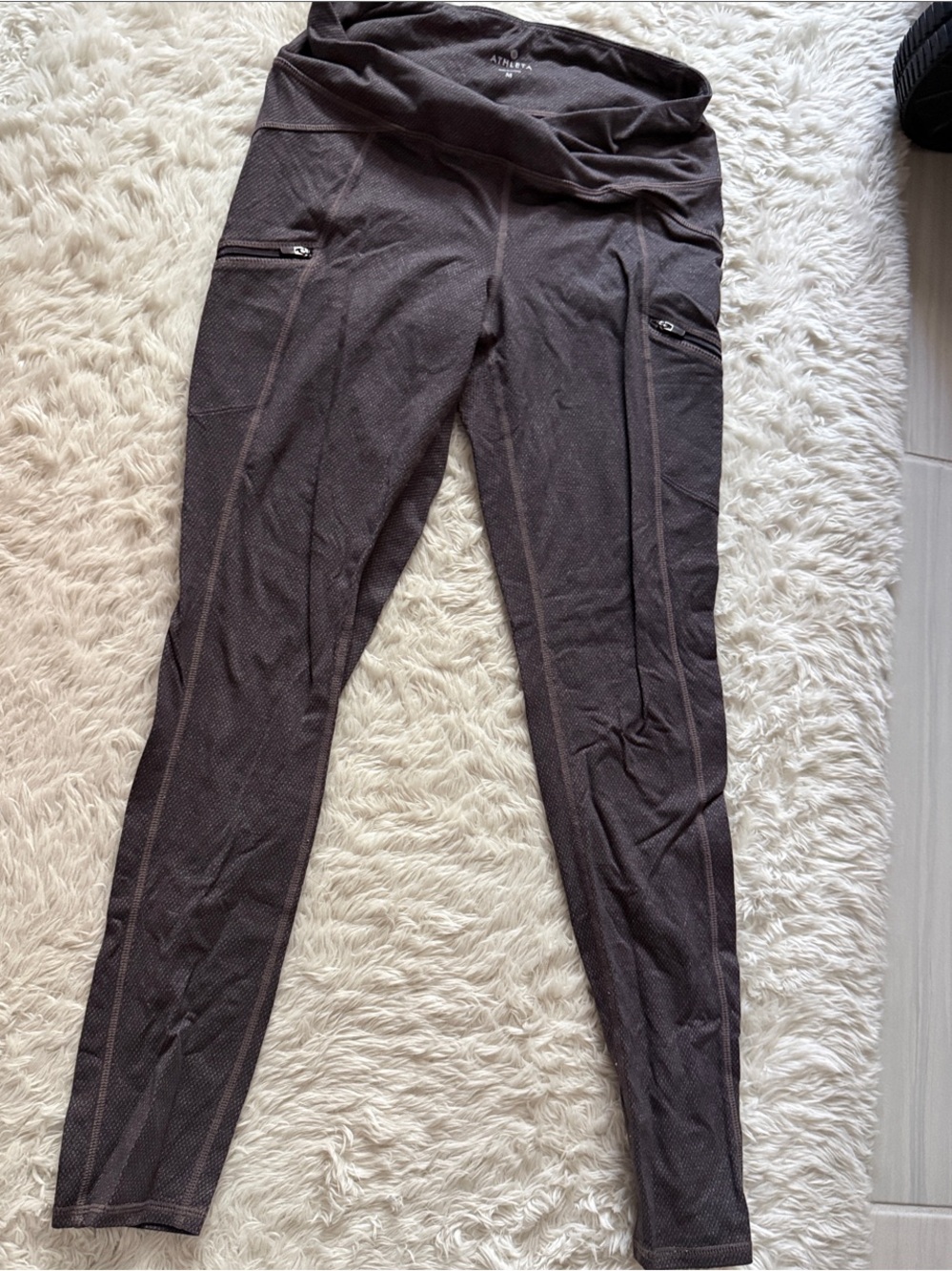Athleta Purple Textured High-Waist Zip Pocket Leggings